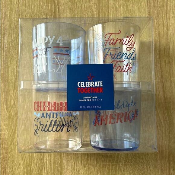 NEW … CELEBRATE TOGETHER “Americana” Set Of 4 Acrylic Tumblers - Picture 3 of 6